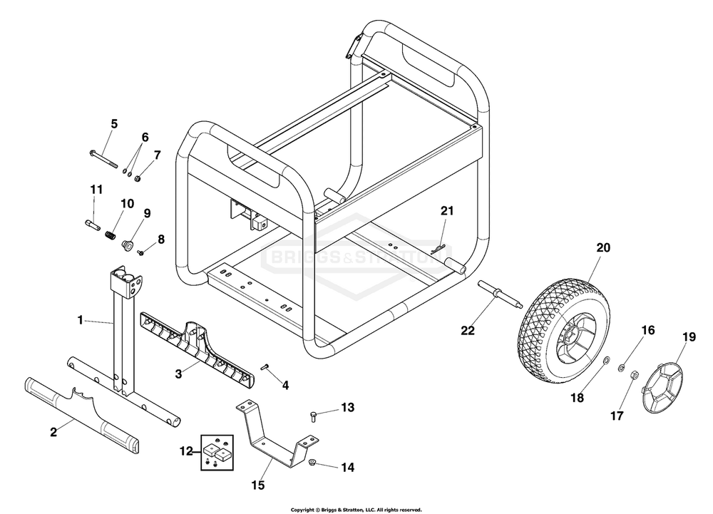 Wheel Kit Diagram and Parts List for 030724-01  Briggs and Stratton Generator